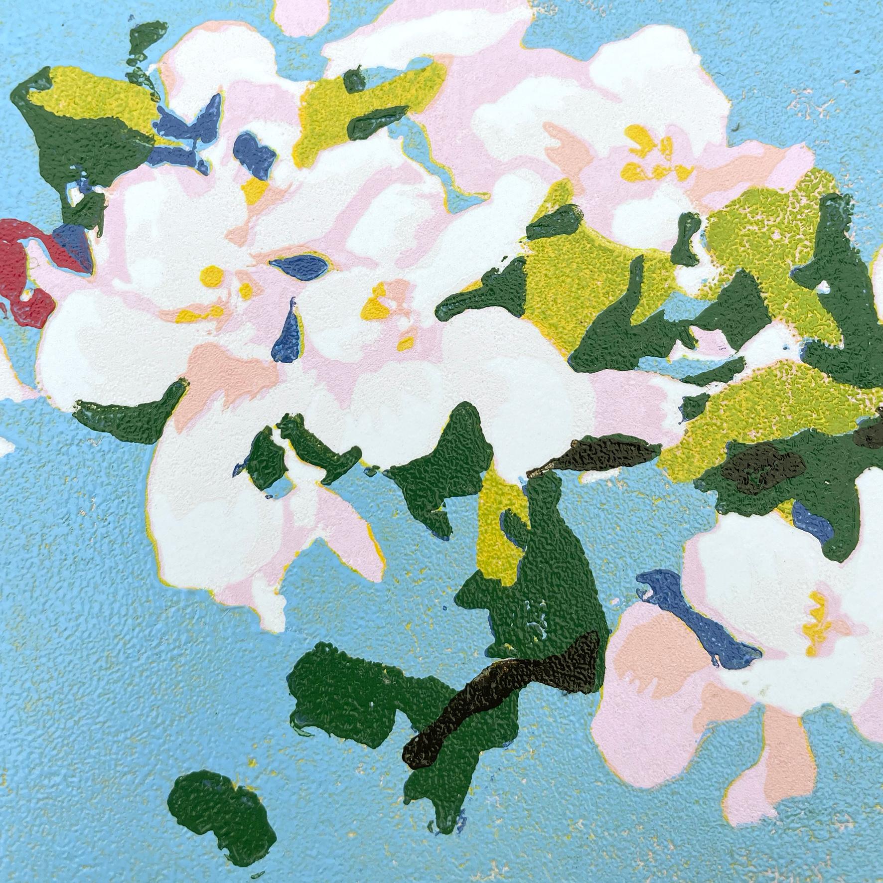 Apfelblüte mit Linoschliff, Druck von Fiona Carver im Angebot 4