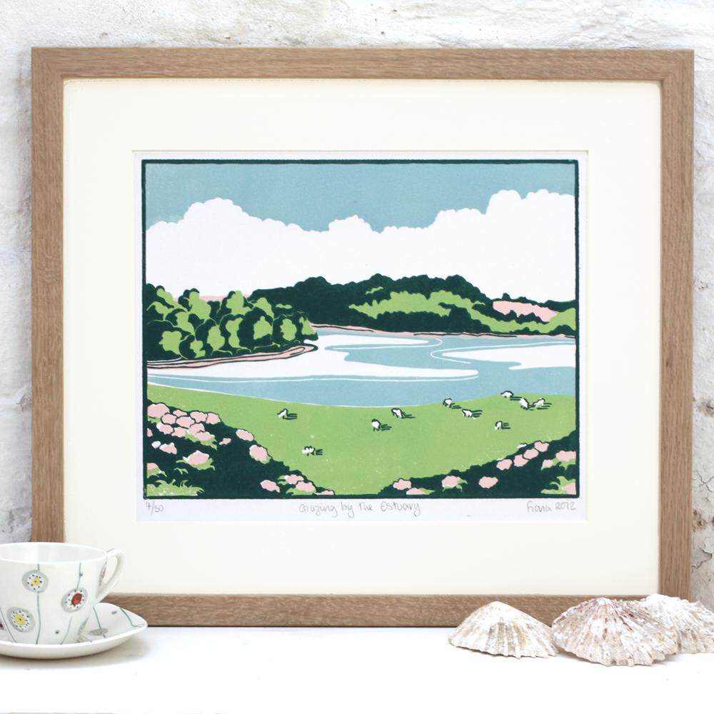 Grazing by the Estuary, Print by Fiona Carver For Sale 4