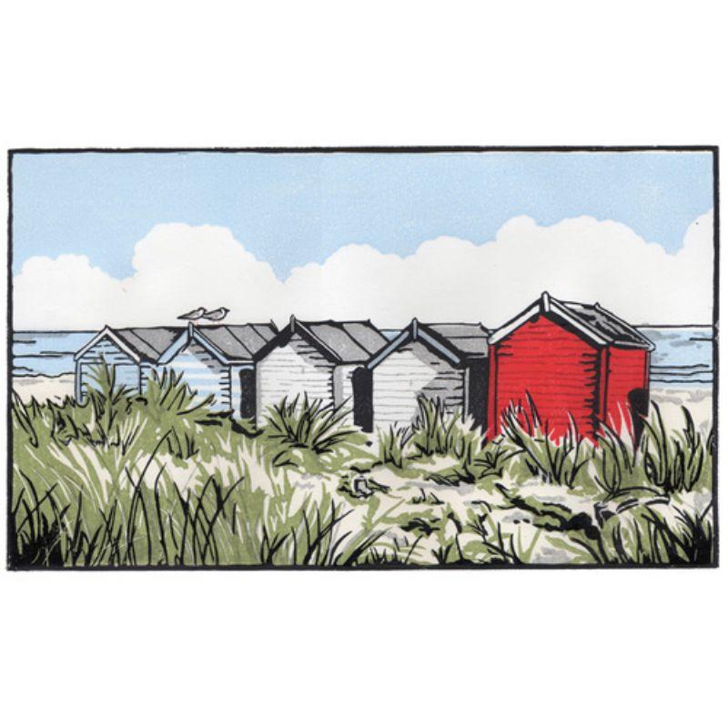 Suffolk Beach Huts, Print by Fiona Carver For Sale 2