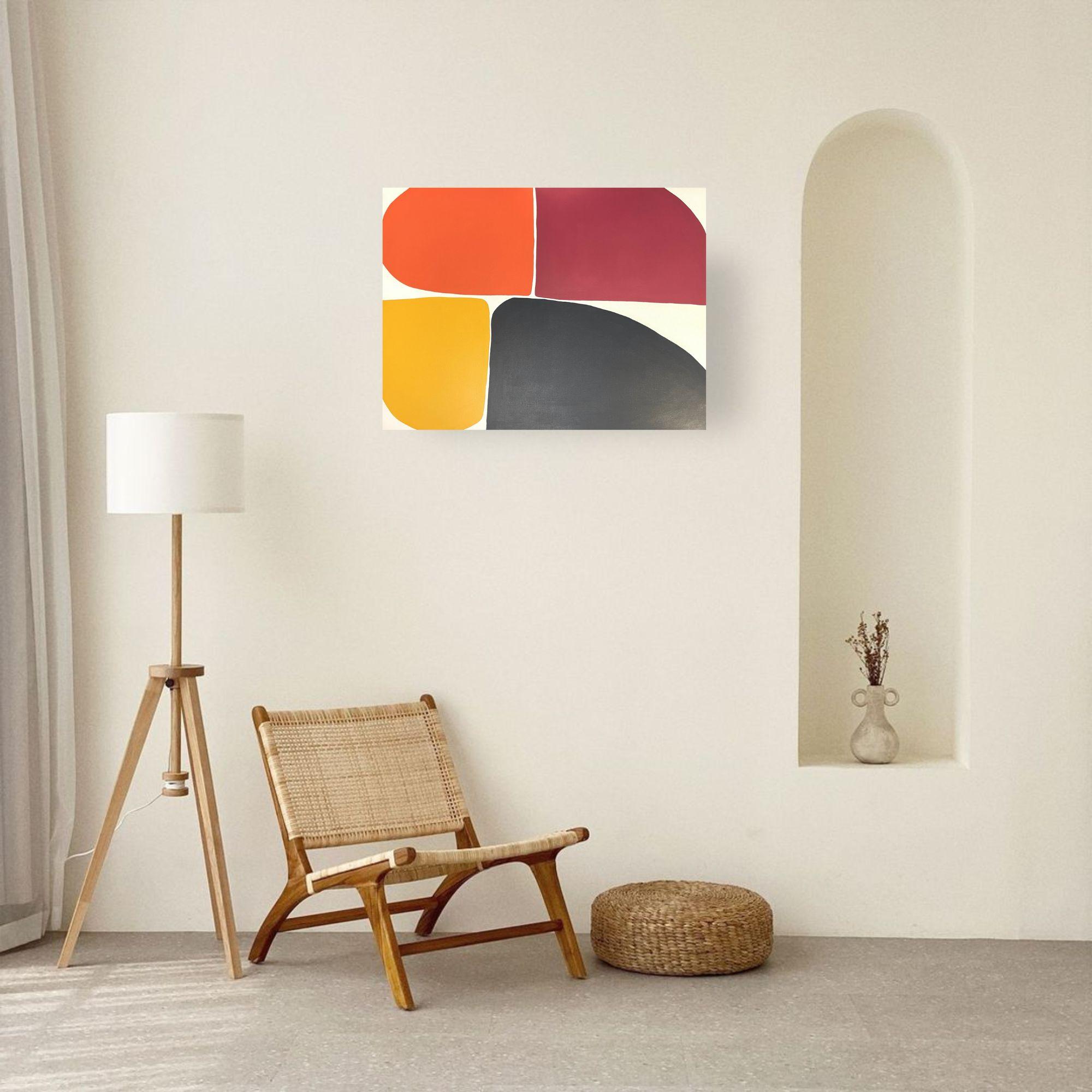We Are Family - original abstract minimalist painting - contemporary Art - Painting by Fiona Debell