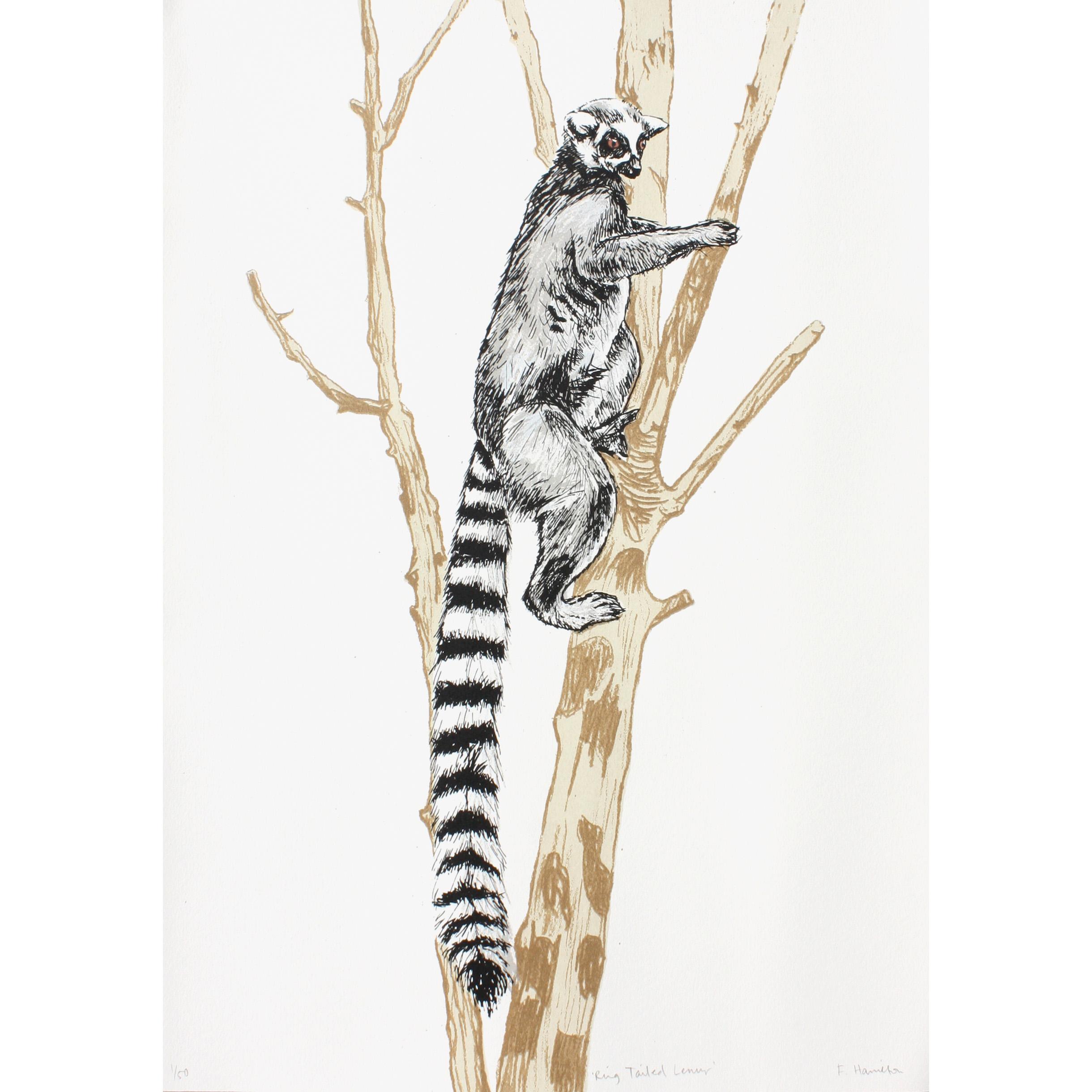 Meekat, Flamingo and Ring Tailed Lemur - Contemporary Print by Fiona Hamilton 