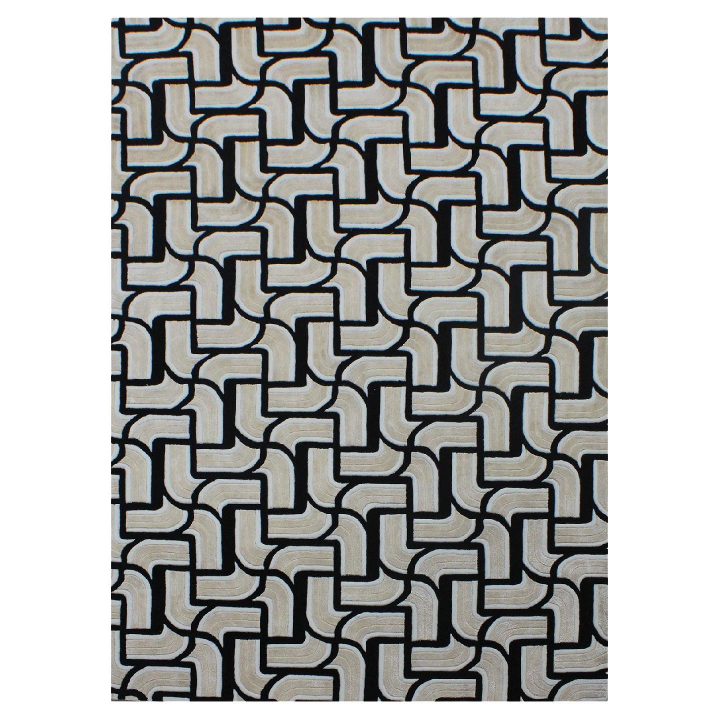 Fiona, Handgefertigter Luxus-Teppich, NZ Wolle & Viskose, 160 x 230 cm im Angebot