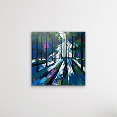 Dawn, Frensham Ponds, Surrey, Original painting, Abstract Landscape painting