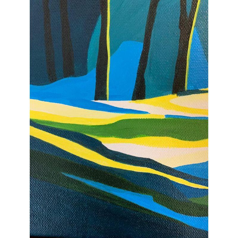 Abenddämmerung 3, Originalgemälde, Landschaft, Wald, Bäume, Natur  – Painting von Fiona Pearce