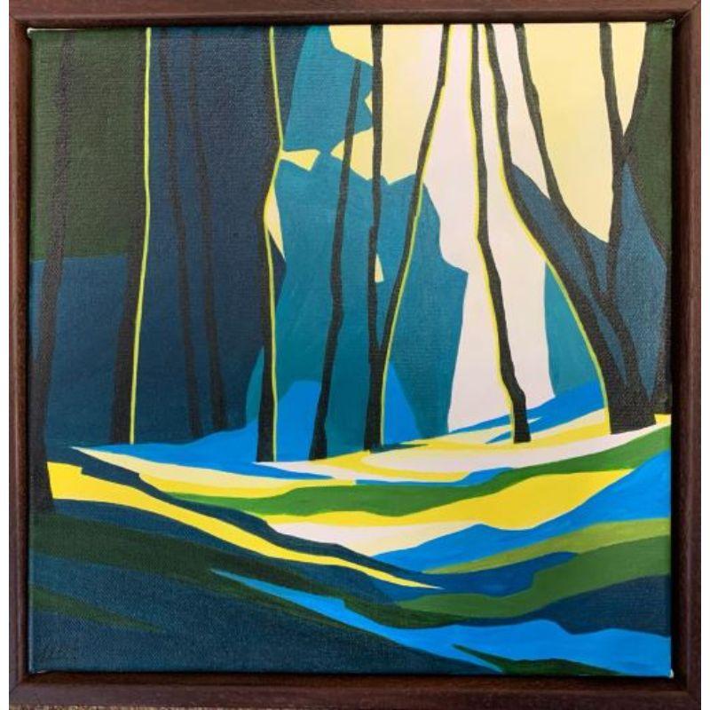 Fiona Pearce Abstract Painting – Abenddämmerung 3, Originalgemälde, Landschaft, Wald, Bäume, Natur 