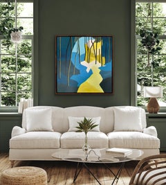Fiona Pearce, Dusk 2, Graphic Art, Bourne Woods Art, Bright Painting, Forest Art