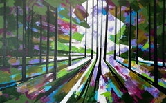 First Light, Surrey, peinture originale, peinture de paysage abstrait