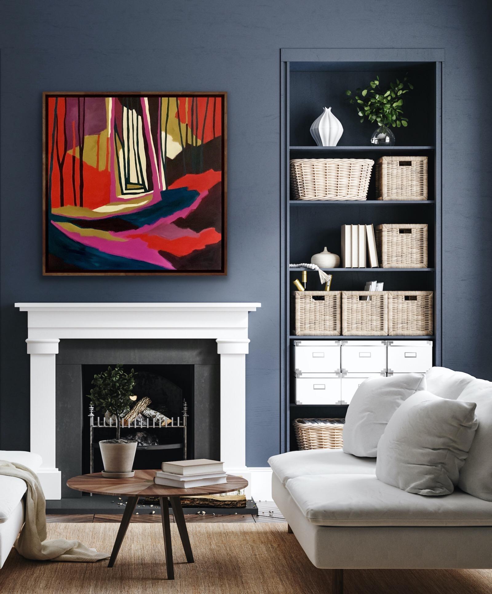 Hollow, Pittura originale, Pittura di paesaggi, Pittura di alberi, Arte grafica contemporanea - Painting di Fiona Pearce