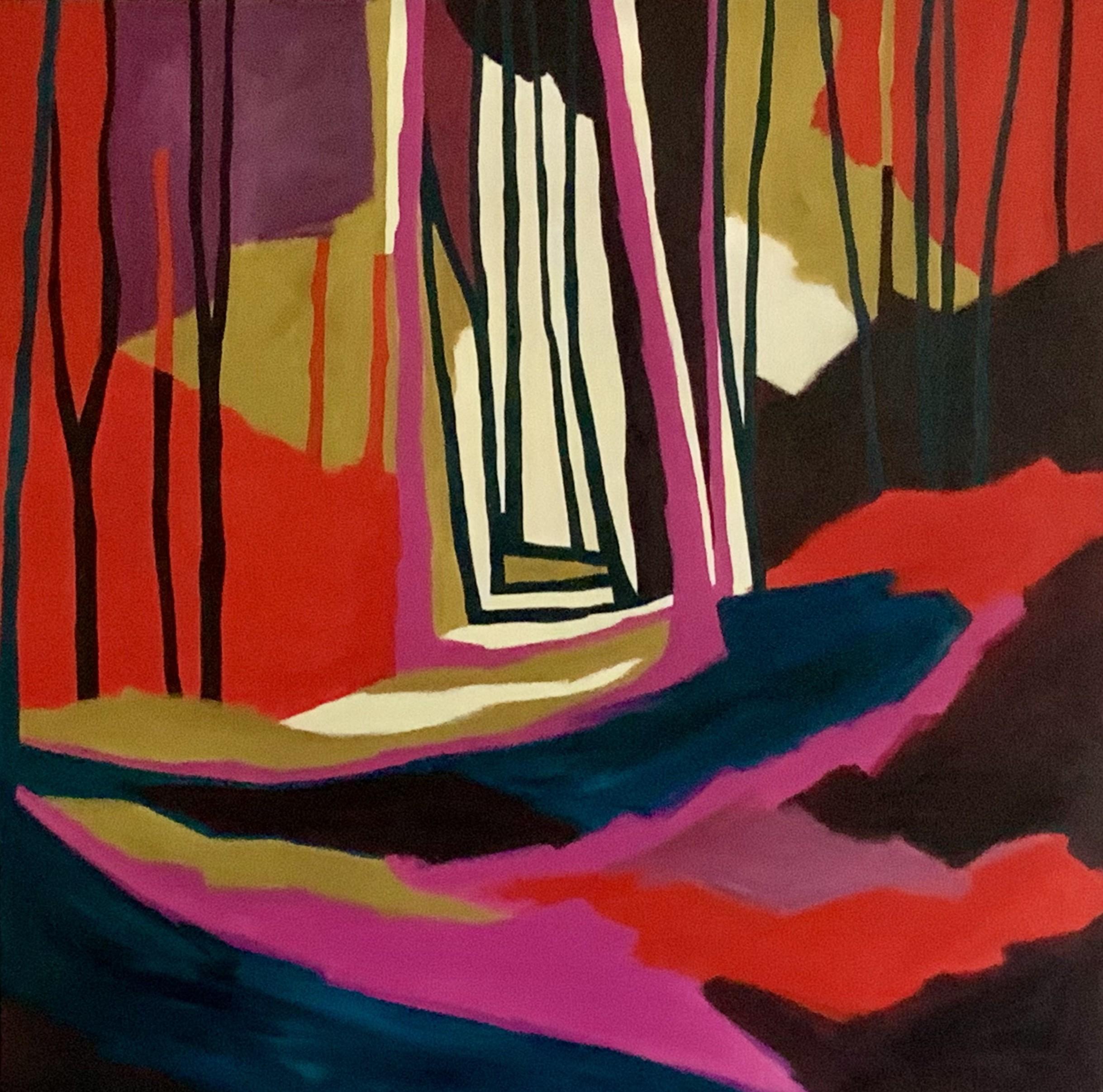 Landscape Painting di Fiona Pearce - Hollow, Pittura originale, Pittura di paesaggi, Pittura di alberi, Arte grafica contemporanea