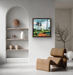 Sandy Lane, Graphic Landscape Painting, Bourne Woods Painting, Contemporary Art