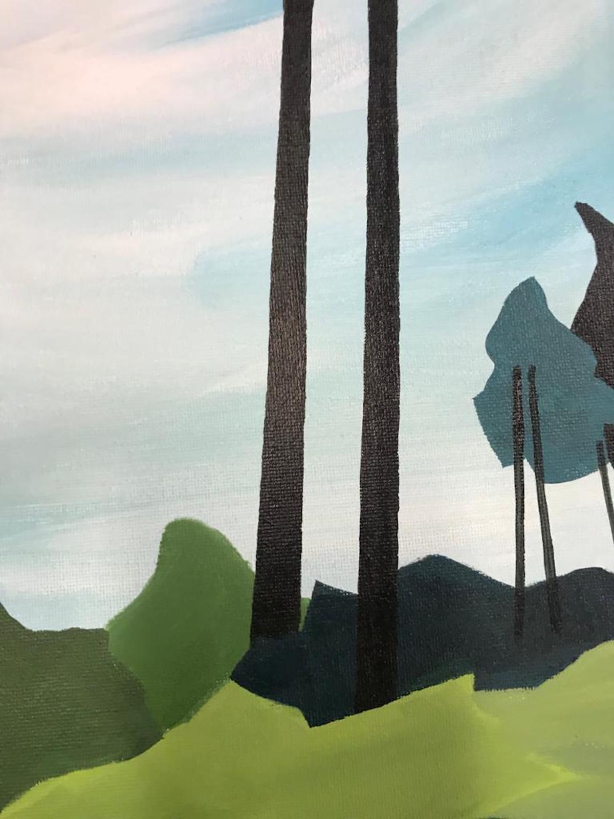 Sandy Lane, Pintura Gráfica de Paisaje, Pintura del Bosque de Bourne, Arte Contemporáneo en venta 1