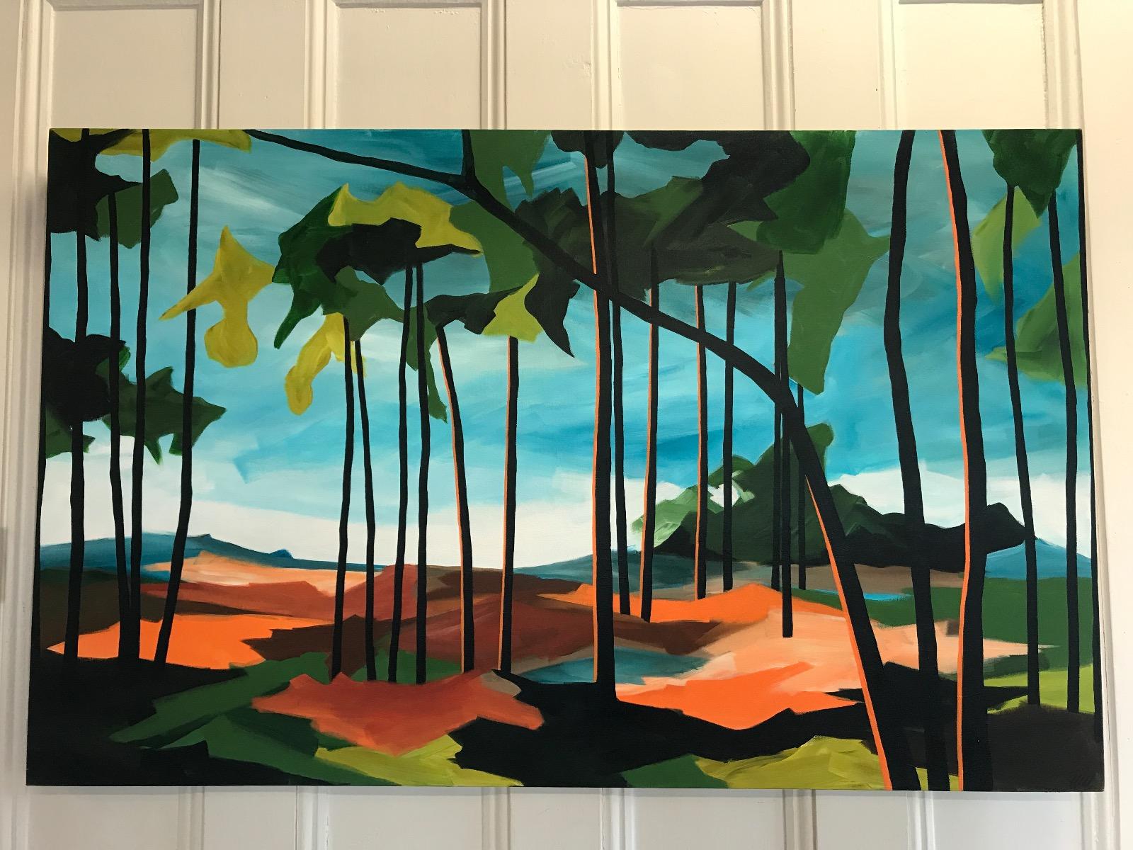 Summers Heath, Originalgemälde, Landschaft, Wälder, Bäume, Natur – Painting von Fiona Pearce