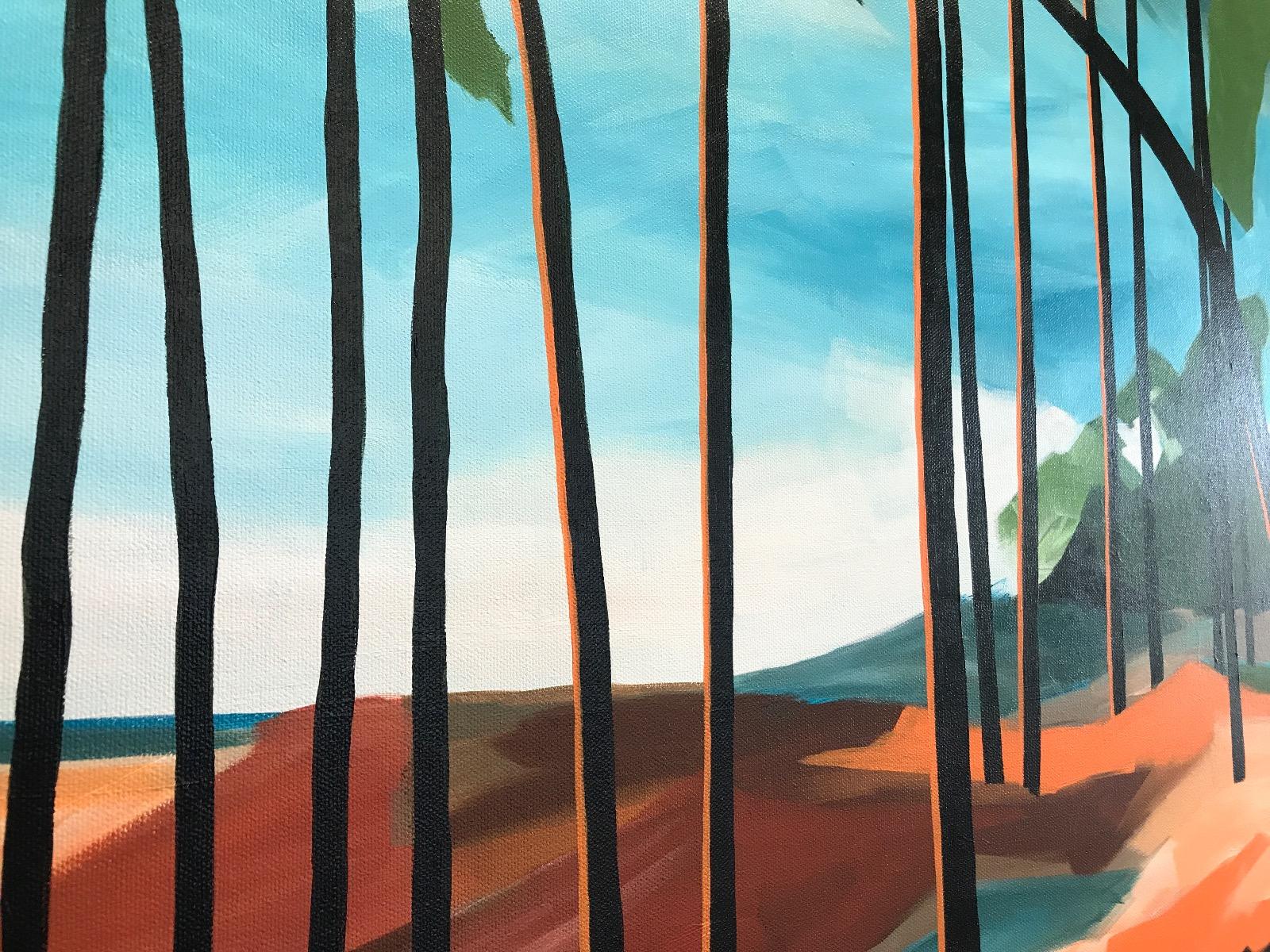 Summers Heath, Originalgemälde, Landschaft, Wälder, Bäume, Natur (Schwarz), Abstract Painting, von Fiona Pearce