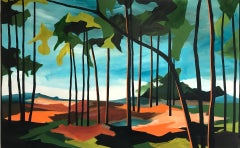 Brughiera estiva, Quadro originale, paesaggio, Wood, alberi, natura