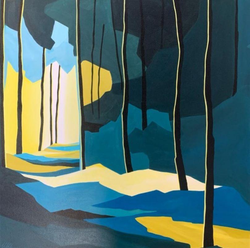 Landscape Painting di Fiona Pearce - Tunnel Vision, dipinto originale di paesaggio, arte astratta, colorato
