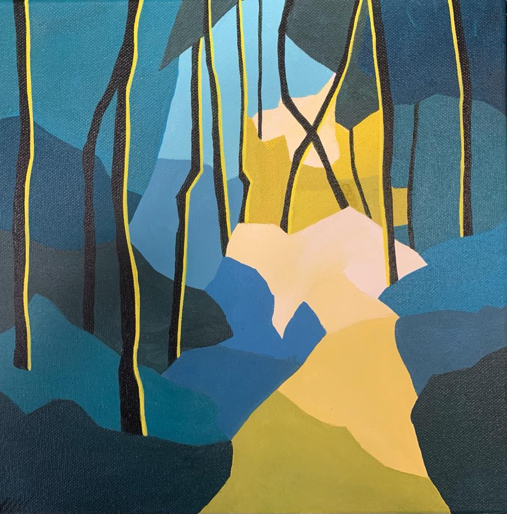 Fiona Pearce Landscape Print - Dusk 2, Original painting, Landscape, trees, Nature, Woods, Outdoors 