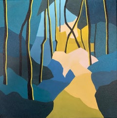 Crépuscule 2, Peinture originale, Paysage, arbres, Nature, Woods, Extérieur 