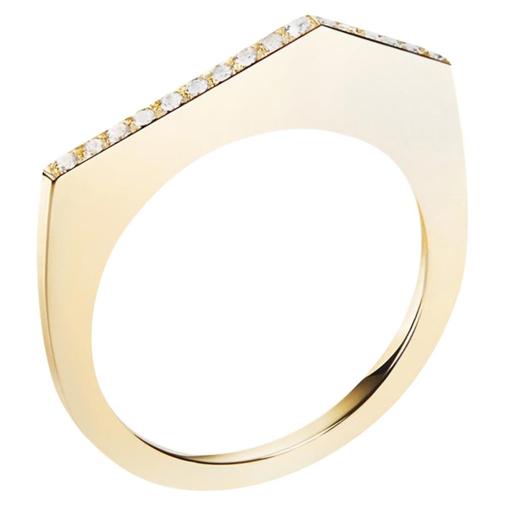 Fiona Ring, Architectural Ring in Yellow Gold with Diamonds For Sale