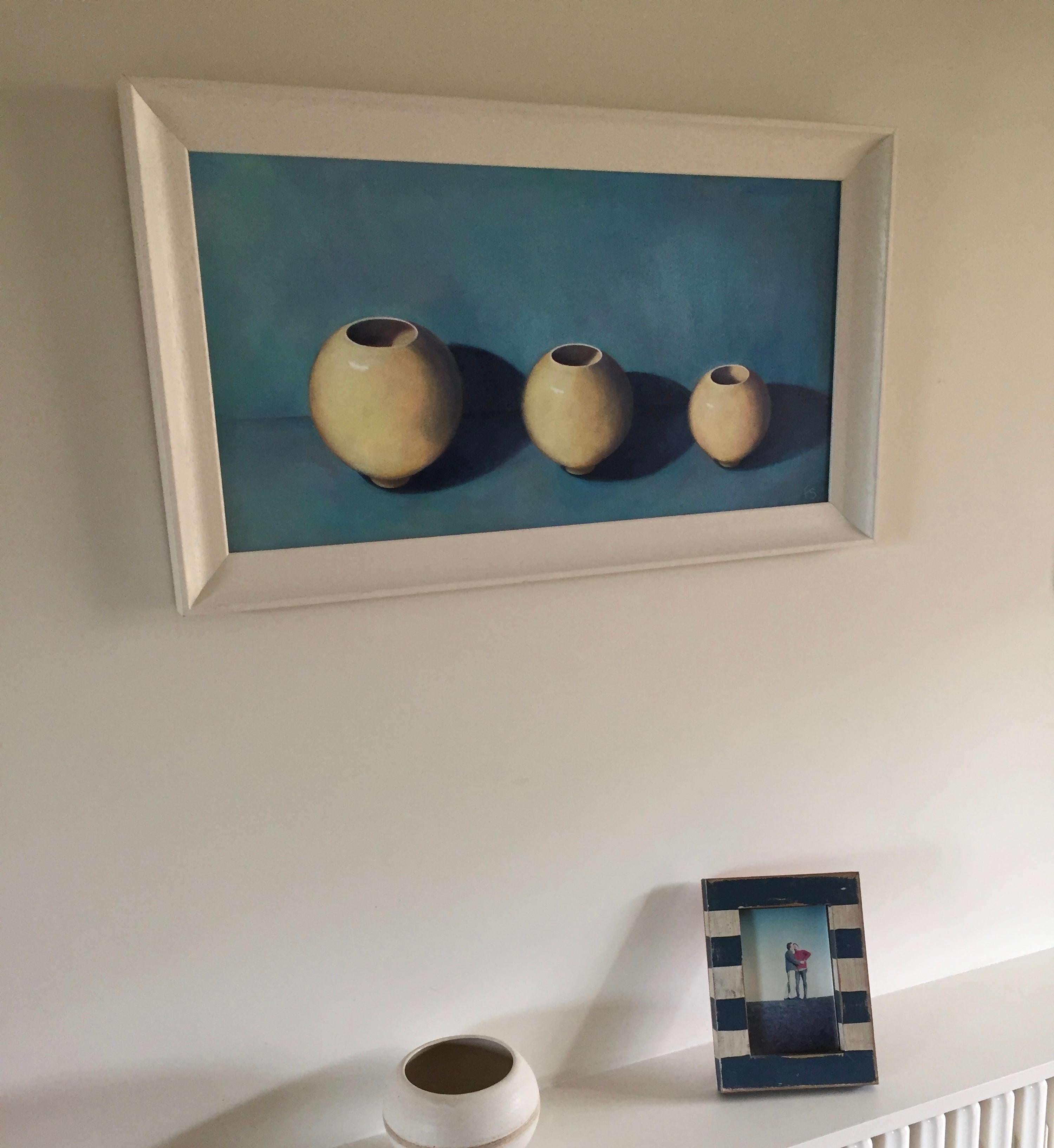 Fiona Smith, Three in a Row, Original Ceramic Painting, Still Life Artwork For Sale 5