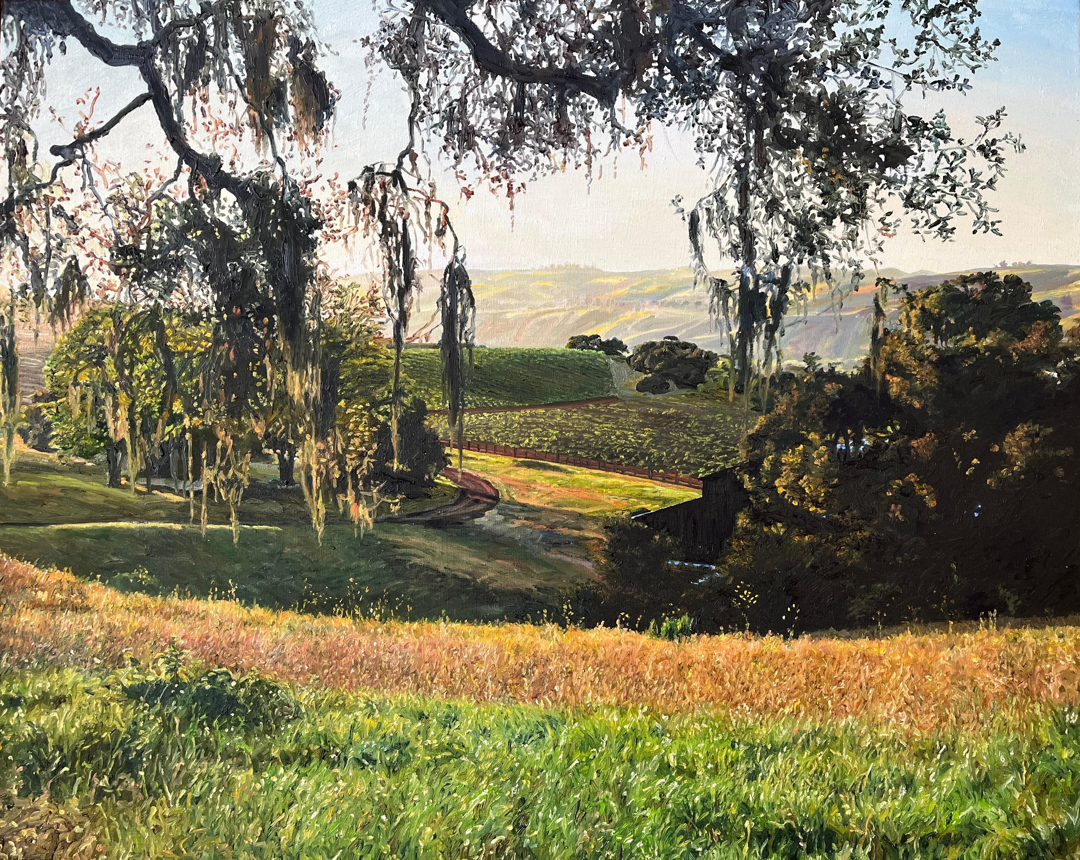 Fionnuala Boyd & Leslie Evans Contemporary Art, Talinda Oaks, California - Brown Landscape Painting by Fionnuala Boyd and Leslie Evans