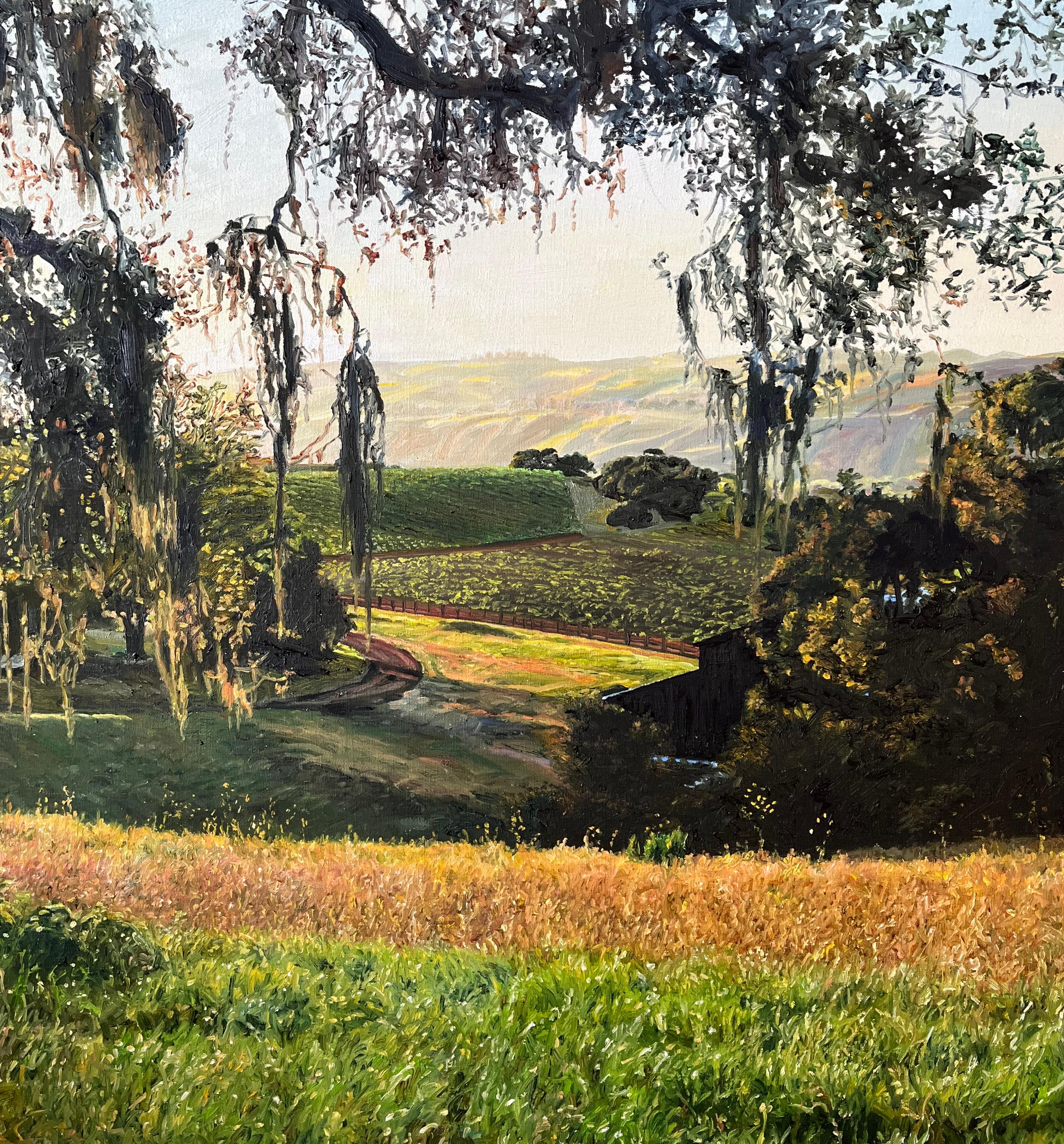 Fionnuala Boyd and Leslie Evans, Contemporary
Talinda Oaks - Evening II 2001
Signed and inscribed verso
Oil on canvas
24 x 30 inches without frame
28 x 34 inches with frame

Exhibited: Angela Flowers Gallery, London, 2001

Fionnuala Boyd and Leslie