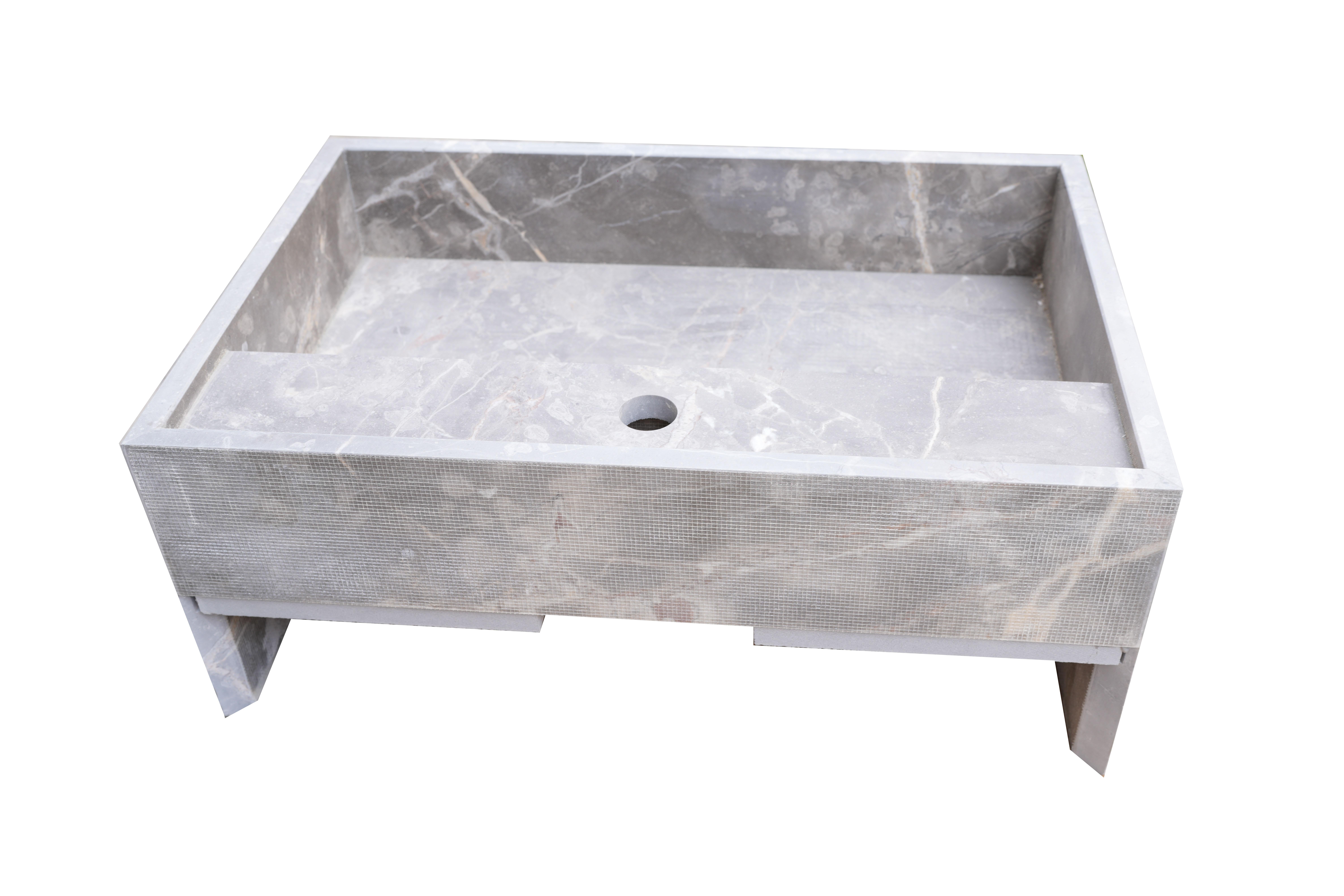 Contemporary Fior di Bosco Marble Sink (Leather Honed Finish) For Sale