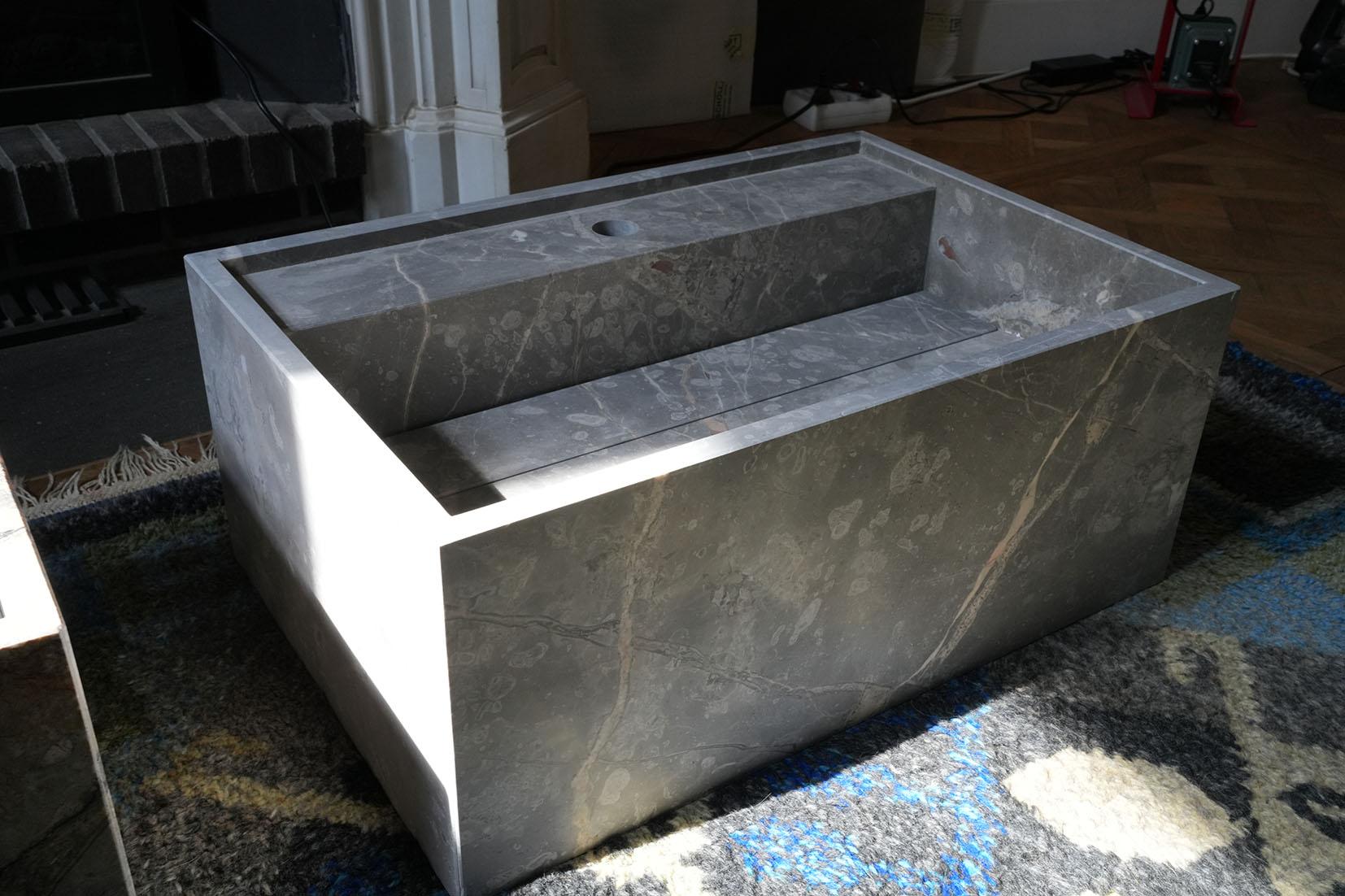 Fior di Bosco Marble Sink (Leather Honed Finish) For Sale 2