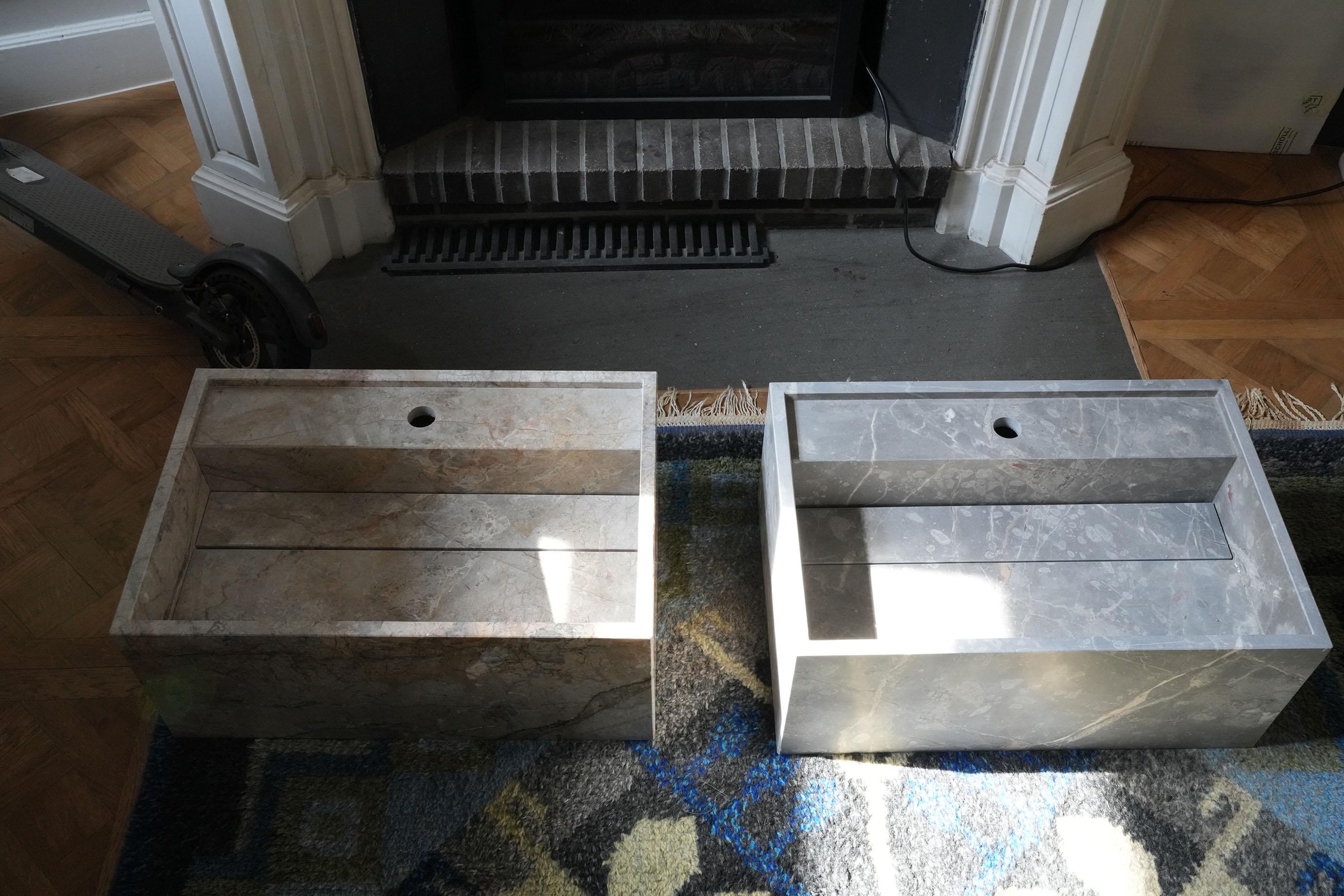 Fior di Bosco Marble Sink (Leather Honed Finish) For Sale 3