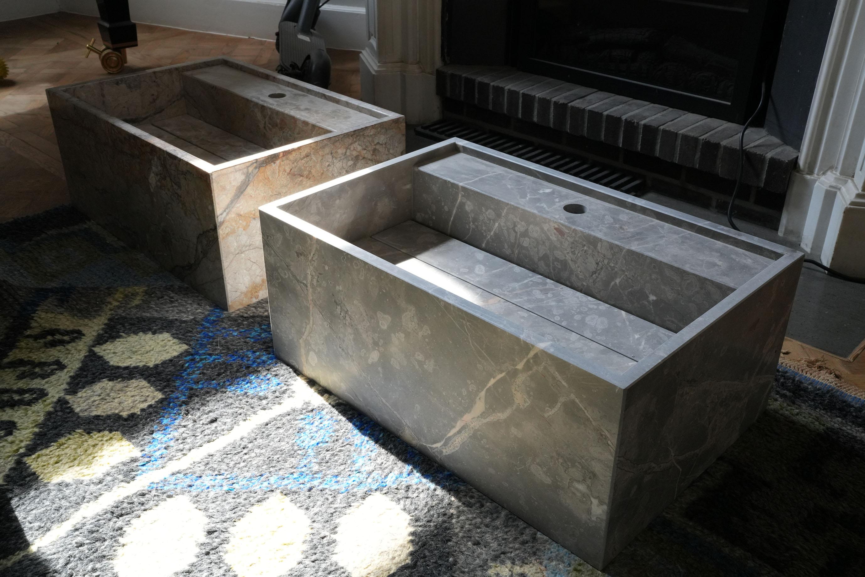 Fior di Bosco Marble Sink (Leather Honed Finish) For Sale 4