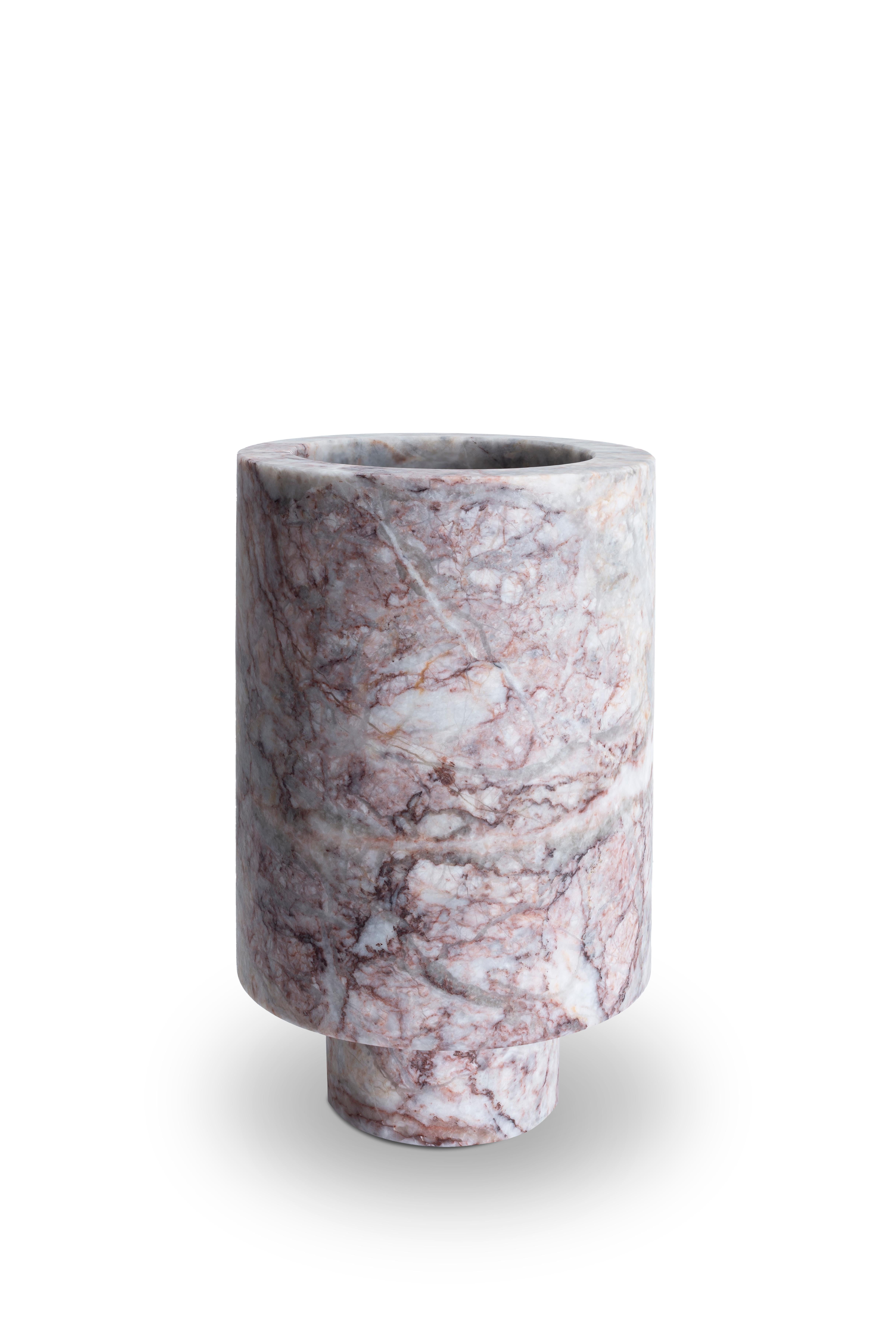 Fior Di Pesco Carnico Inside Out Vase by Karen Chekerdjian
Dimensions: Ø 14 x H 24 cm.
Materials: Fior Di Pesco Carnico Marble.

Handmade in Italy. Also available in different marble options. Please contact us. 

Karen’s trajectory into designing