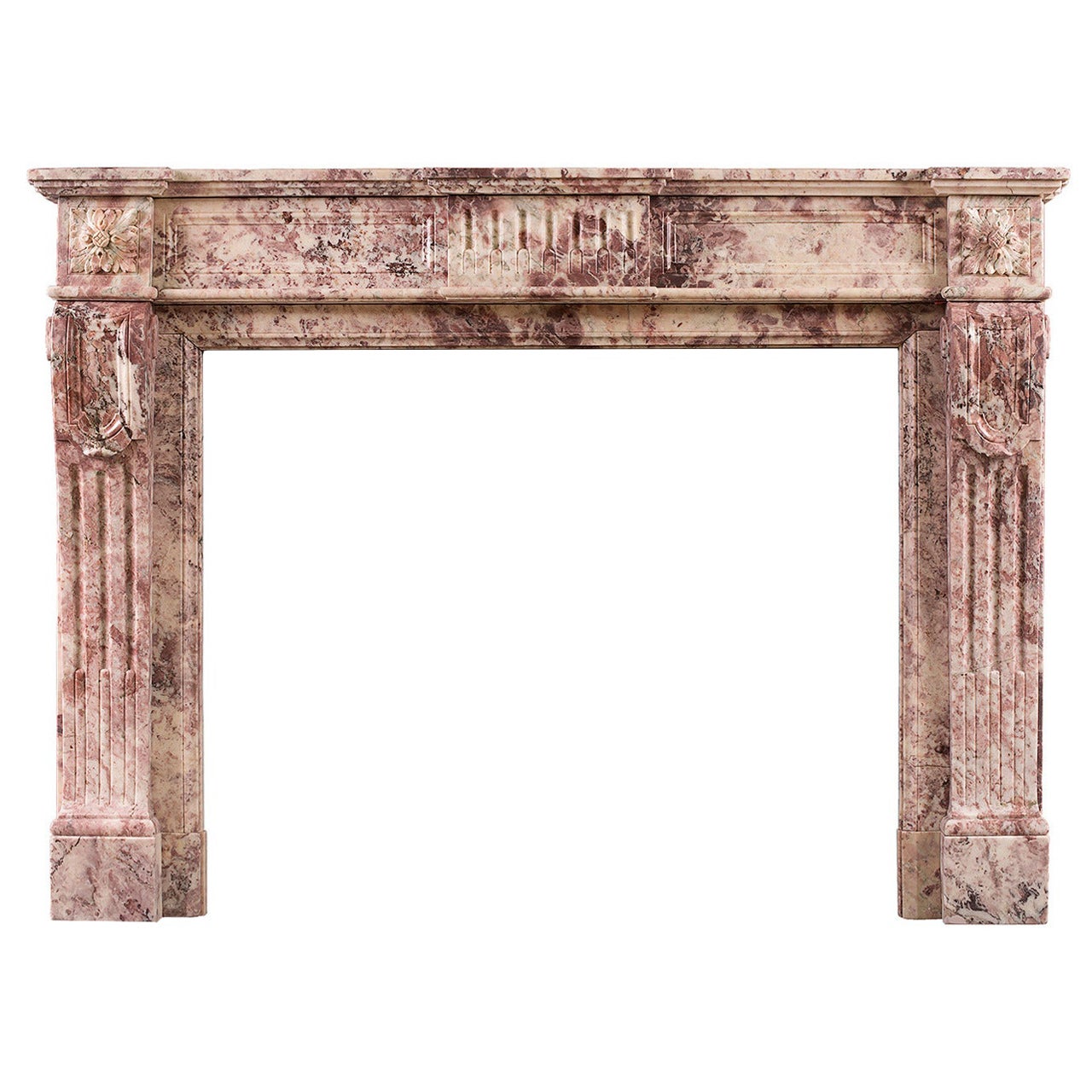 Fior di Pesco Marble Louis XVI Fireplace For Sale