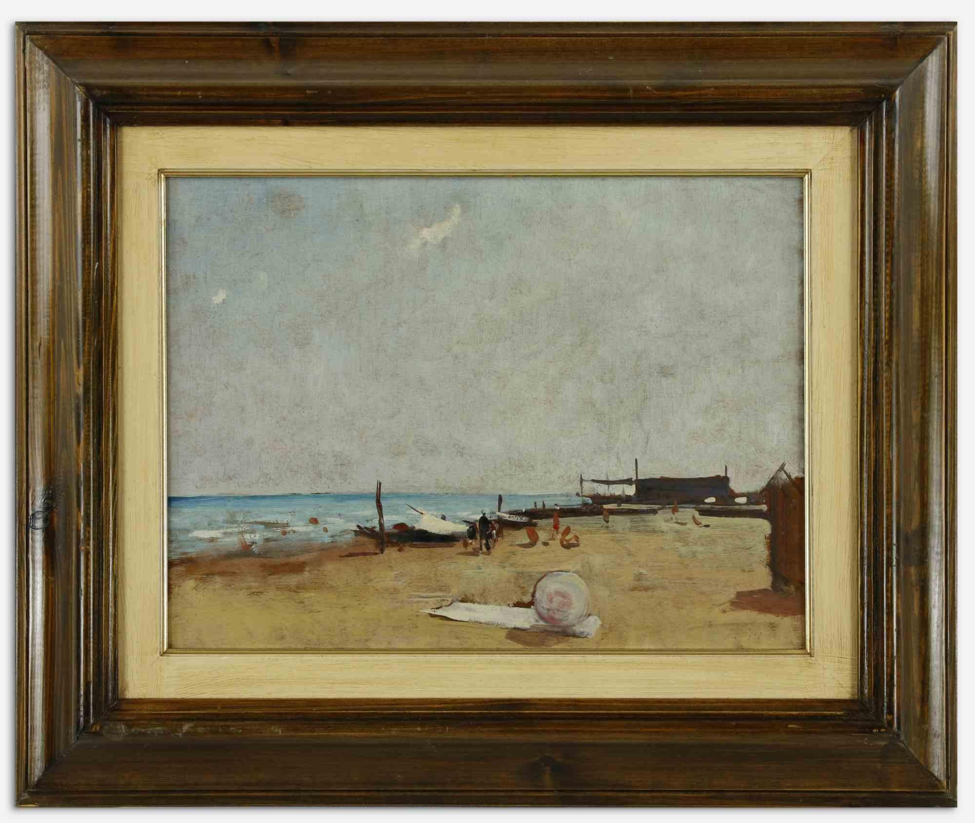 Bord de mer. - Peinture de Fioravante Seibezzi - Années 1950 en vente 1