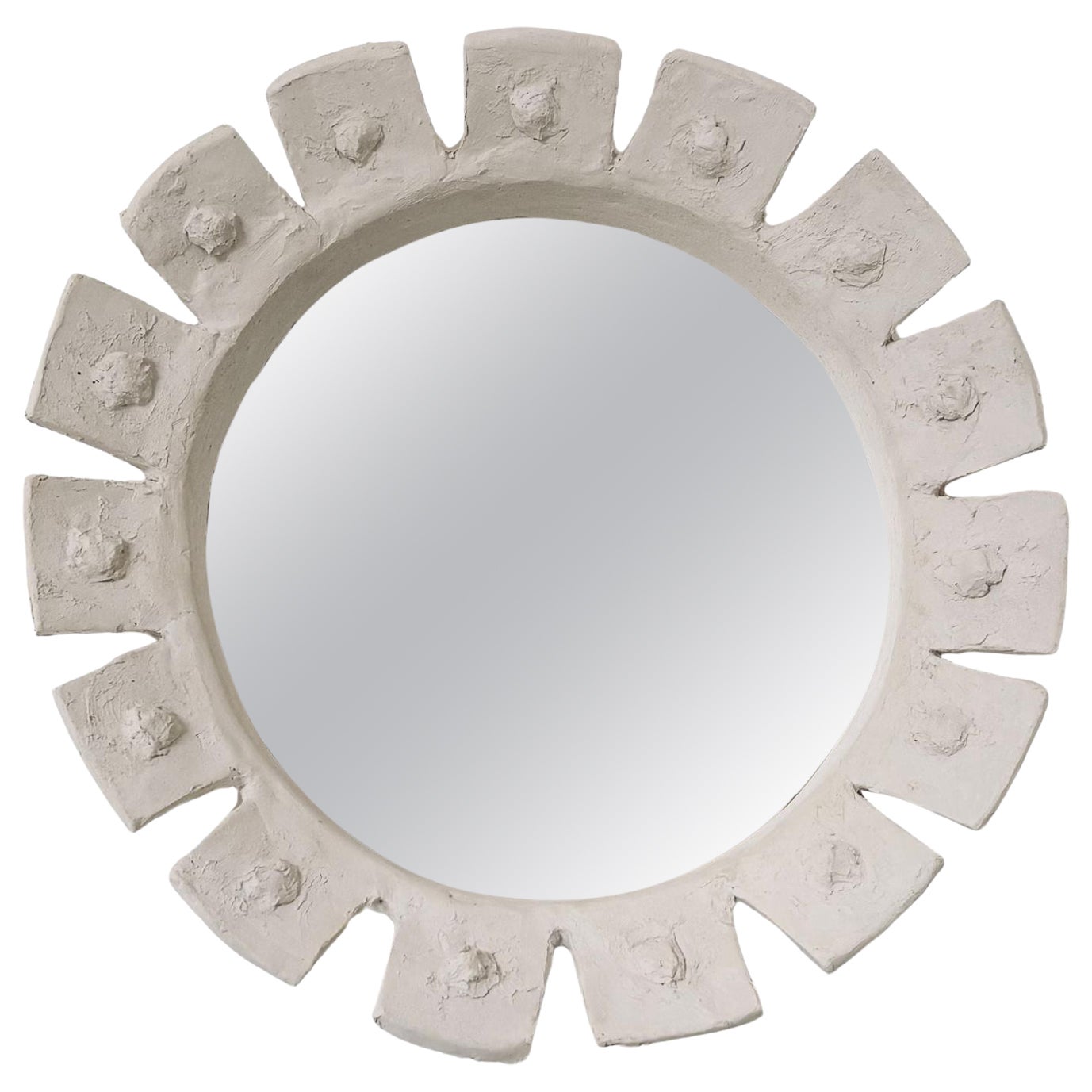 Fiore Contemporary Signed Ceramic Mirror by Renzo Maar