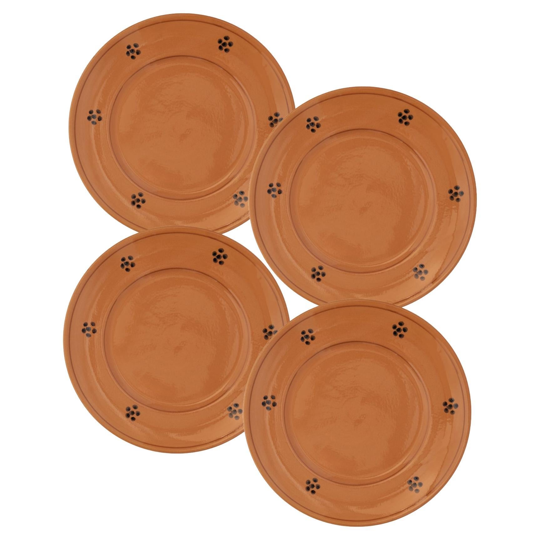 Platos llanos Fiore de terracota (set de cuatro)