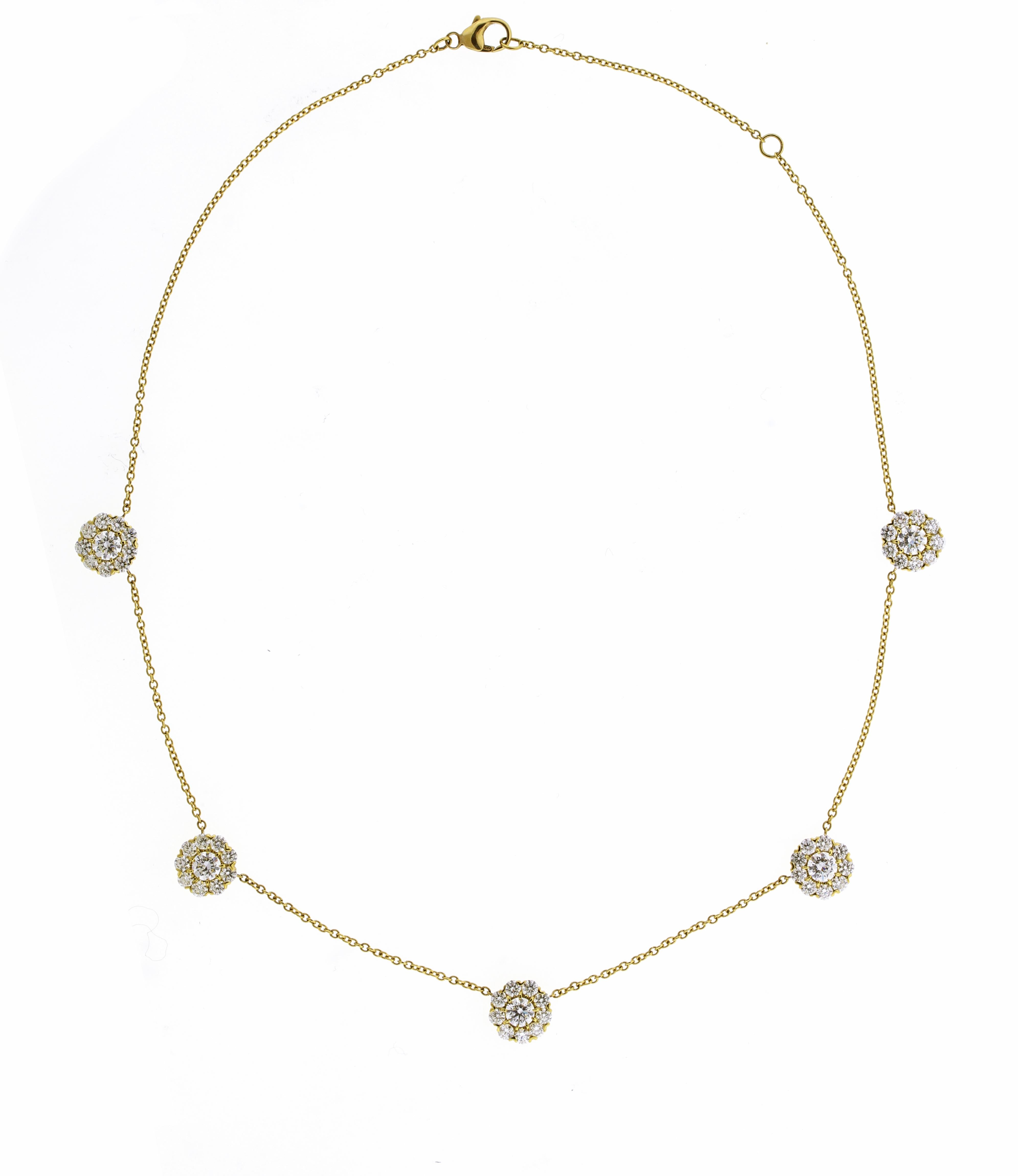 Fiore Five Station Diamond Necklace In New Condition For Sale In Bethesda, MD