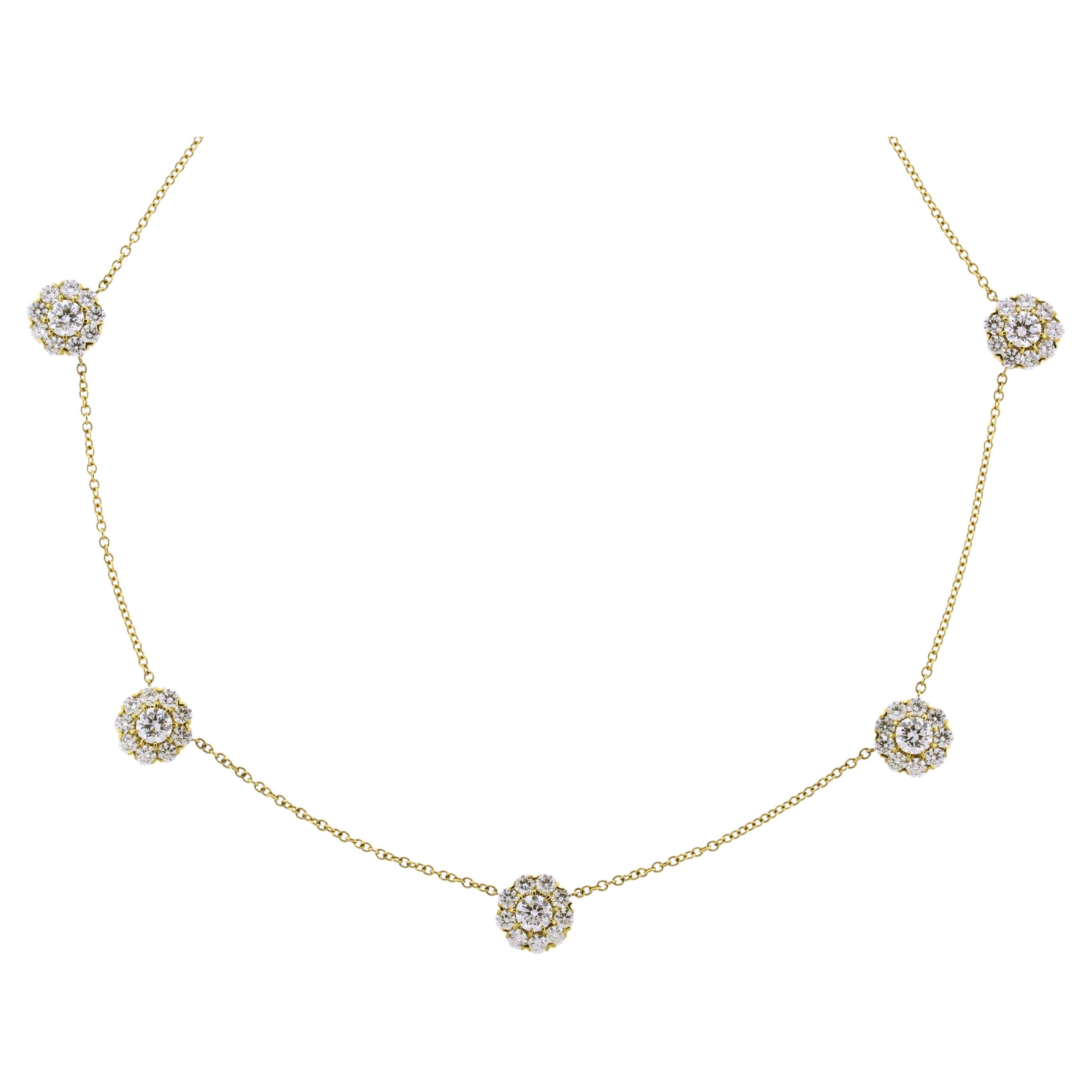 Fiore Five Station Diamond Necklace For Sale