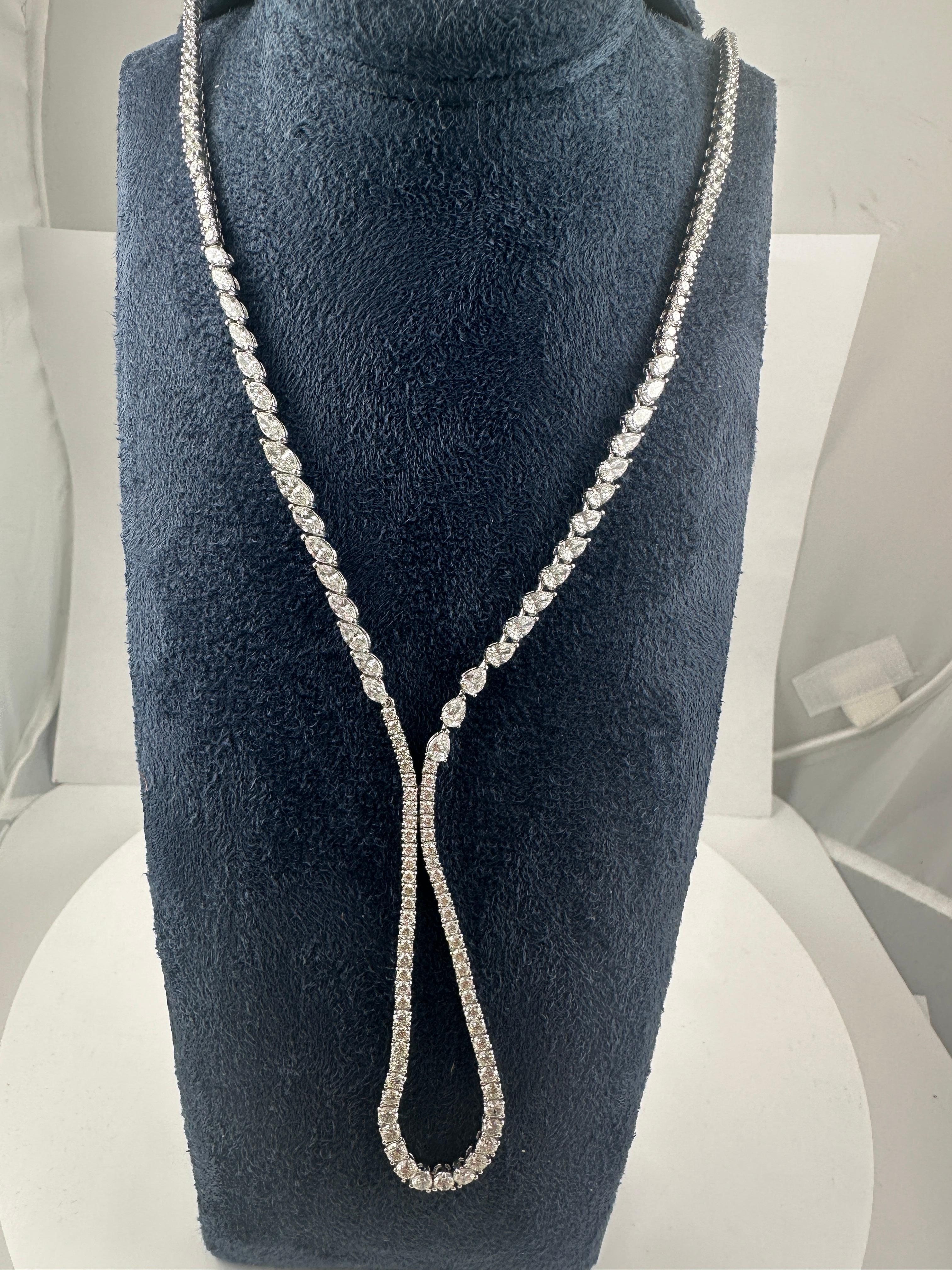 Collier Lariat Fiore en or blanc 18 carats, 14,50 carats, fait à la main en Italie en vente 1