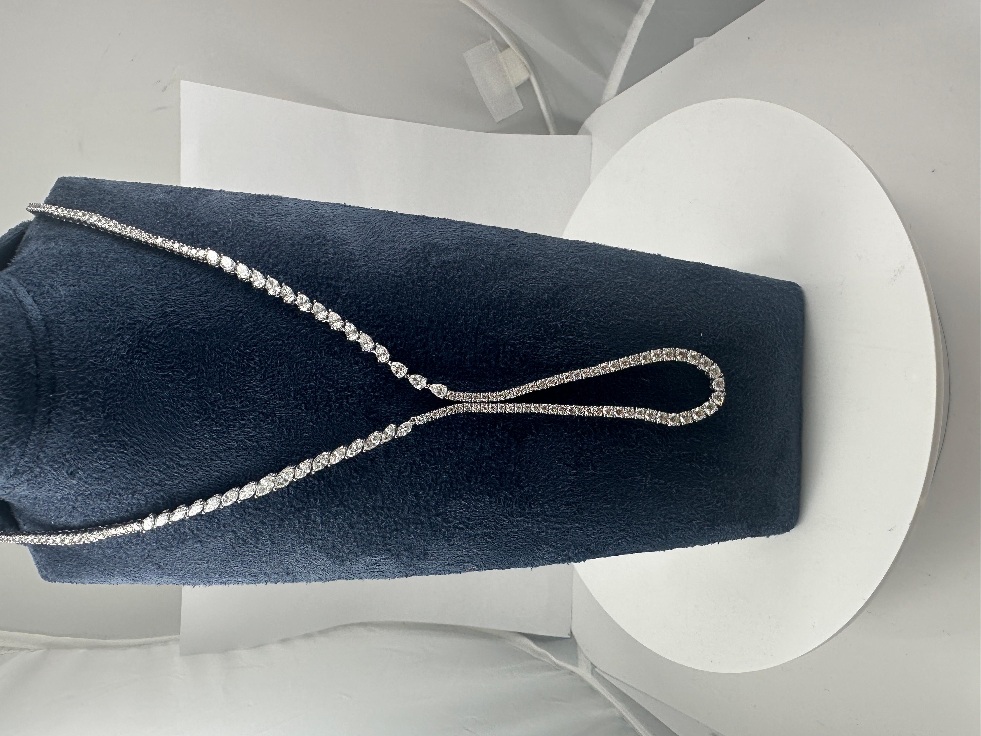 Collier Lariat Fiore en or blanc 18 carats, 14,50 carats, fait à la main en Italie en vente 2