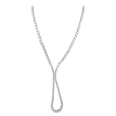 Collana Fiore Lariat con diamanti in oro bianco 18 carati, 14,50 carati, fatta a mano in Italia
