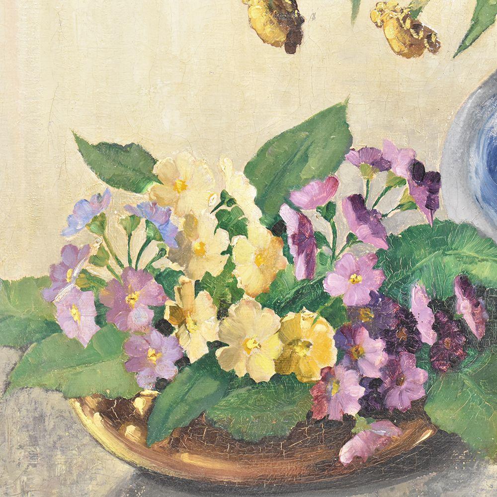 Dutch Art Deco Flowers, Bouquet Of Gerberas, Oil On Canvas, Old Master Paintings, Still Life. For Sale