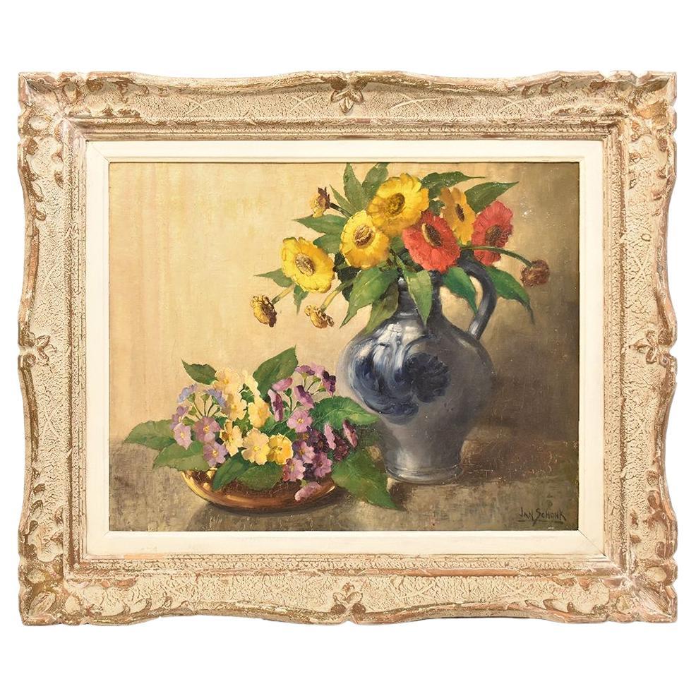Art Deco Flowers, Bouquet Of Gerberas, Oil On Canvas, Old Master Paintings, Still Life.