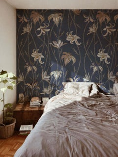 Fiori Blu Ardesia Wallpaper, Racconti Collection