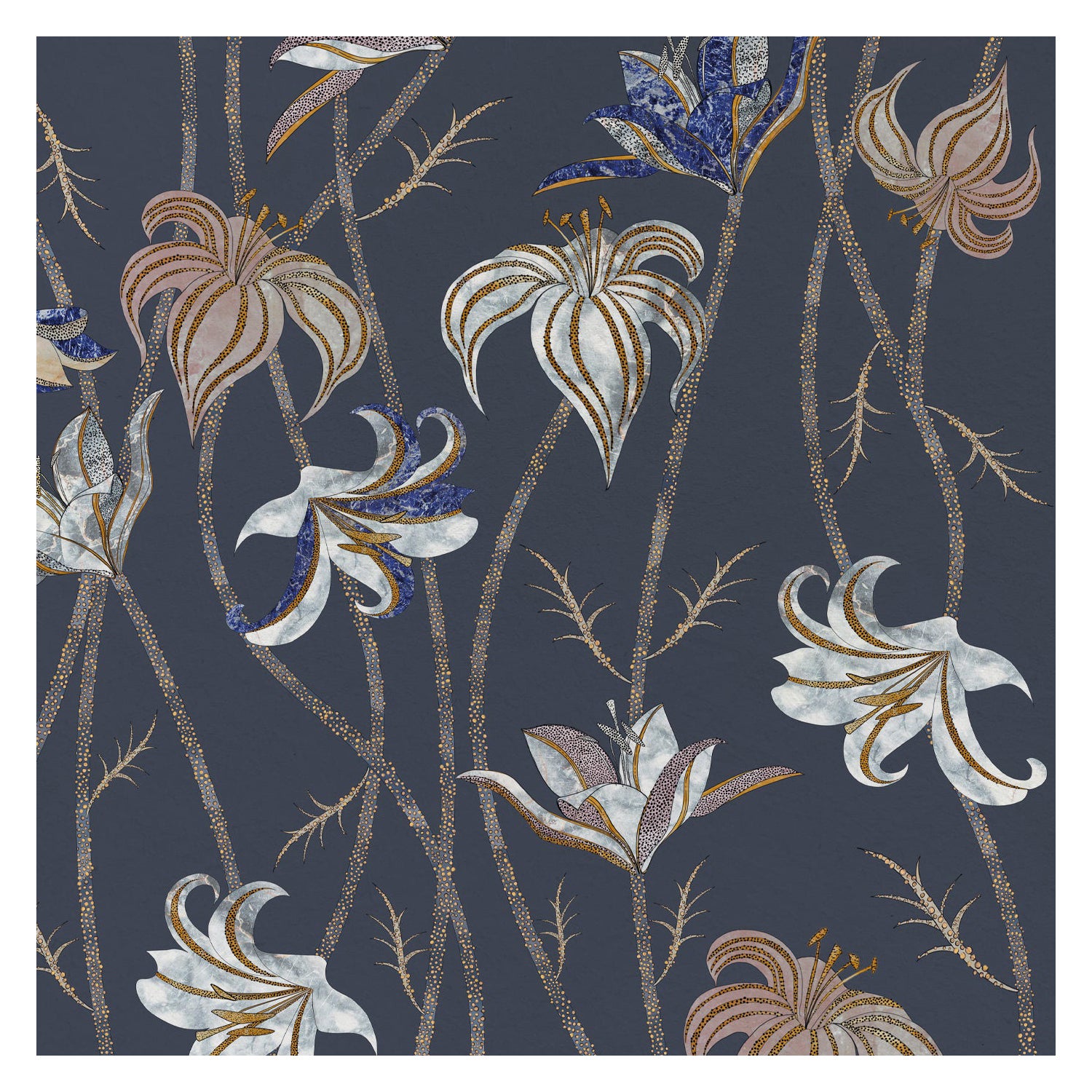 Fiori Blu Ardesia Wandteppich – Racconti-Kollektion