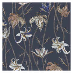 Carta da parati Fiori Blu Ardesia, Collezione Racconti