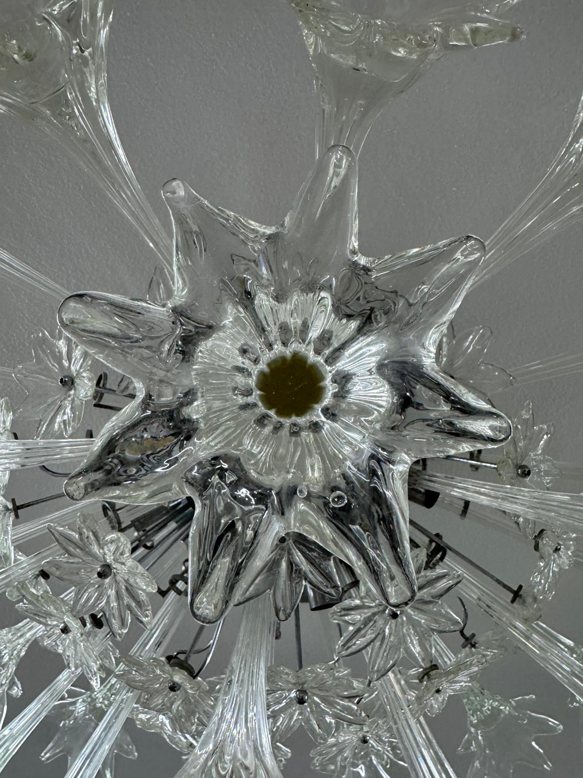 Italian Sputnik flowers in chrome metal and glass by Paolo Venini for 1960s For Sale