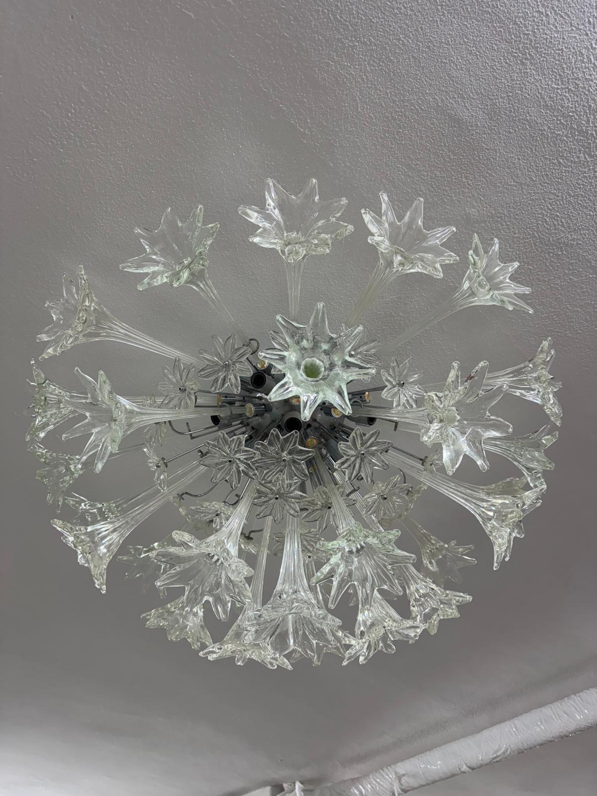 Mid-20th Century Sputnik flowers in chrome metal and glass by Paolo Venini for 1960s For Sale
