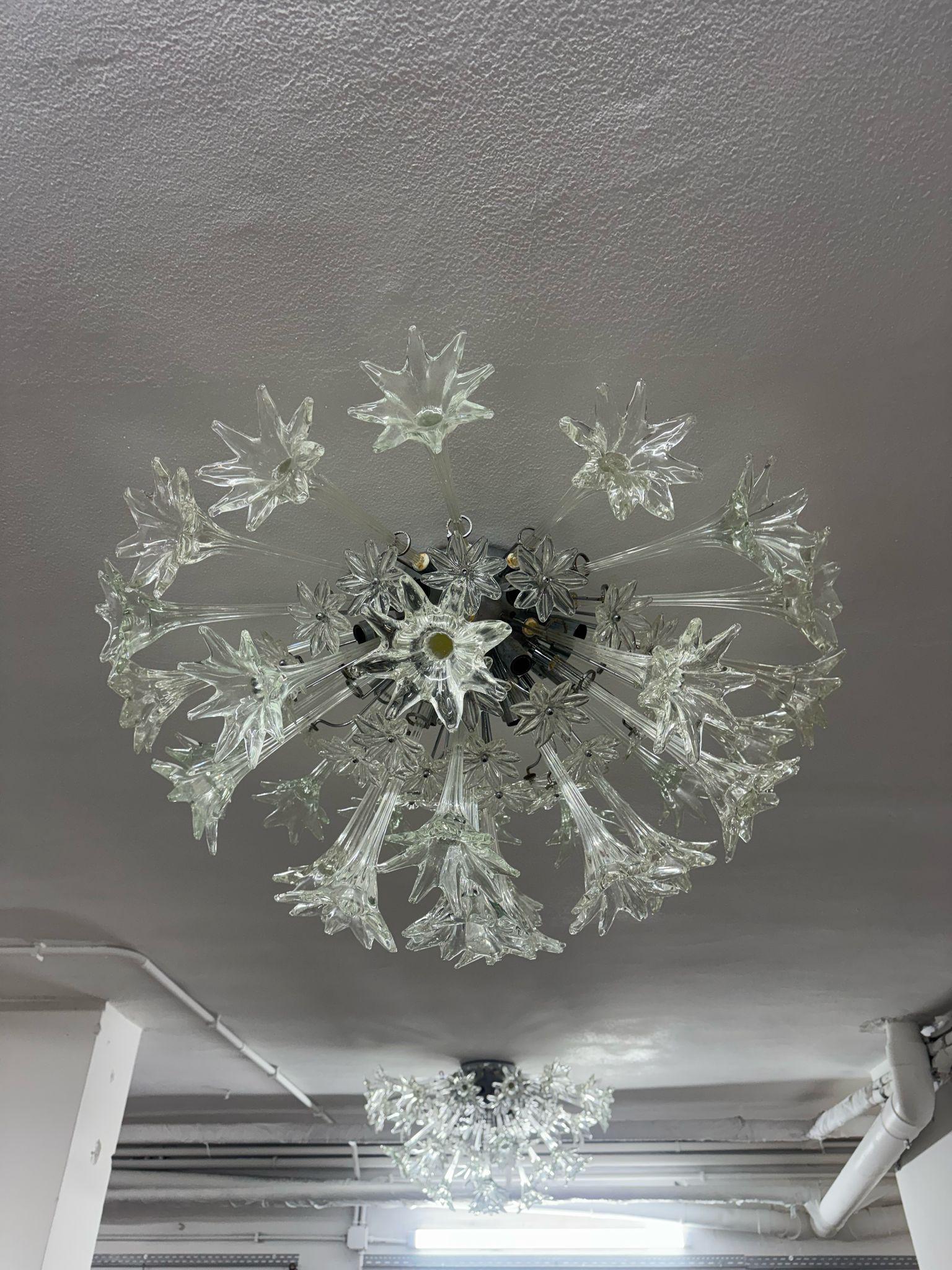 Sputnik flowers in chrome metal and glass by Paolo Venini for 1960s For Sale 1