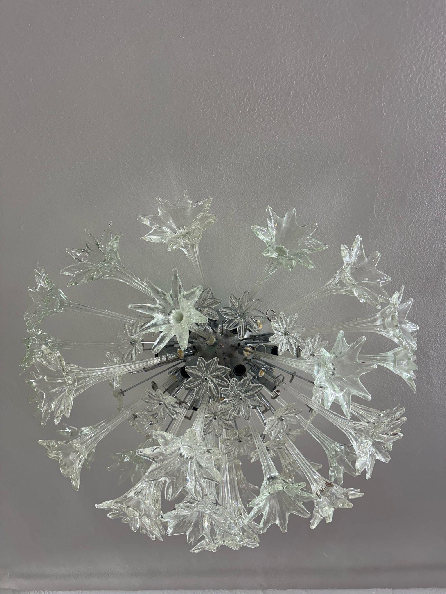Sputnik flowers in chrome metal and glass by Paolo Venini for 1960s For Sale 2