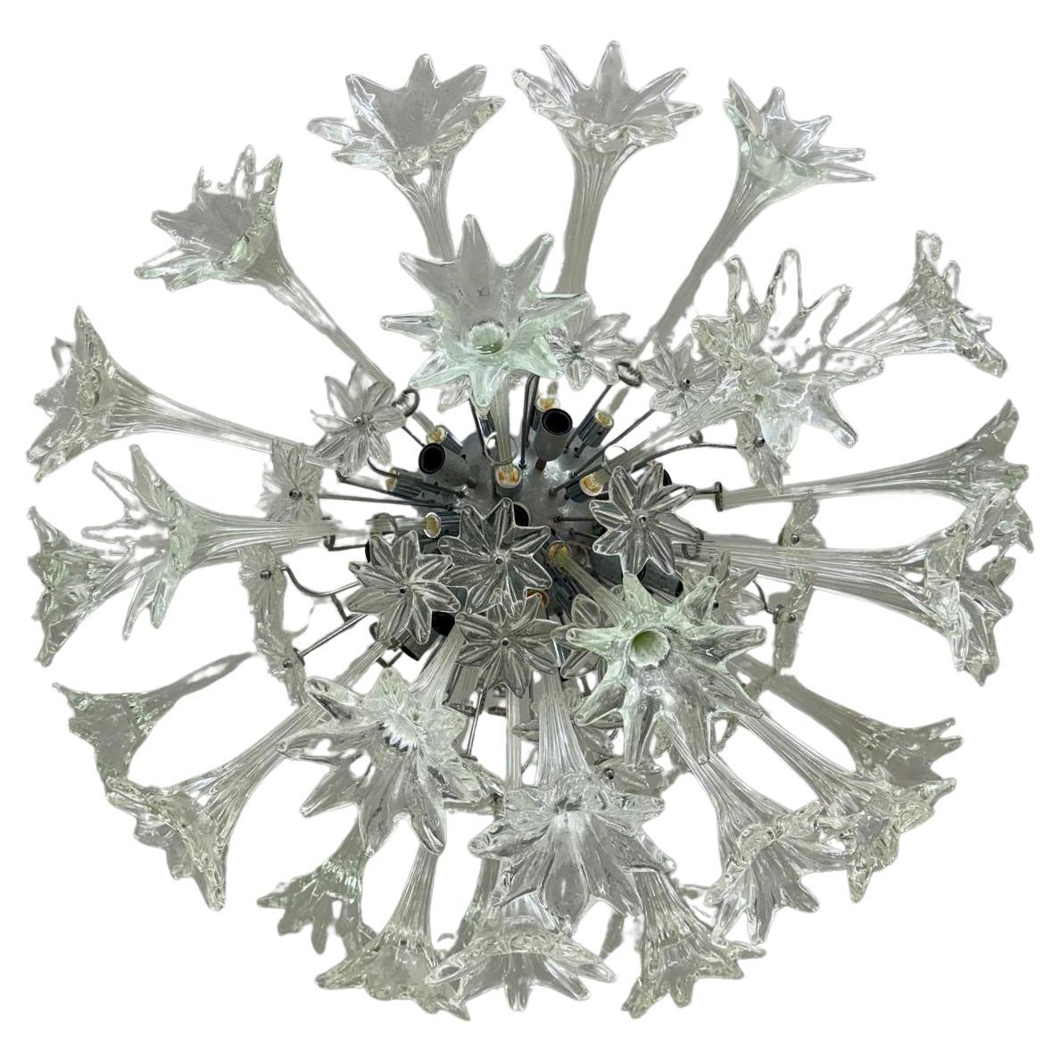 Sputnik flowers in chrome metal and glass by Paolo Venini for 1960s For Sale