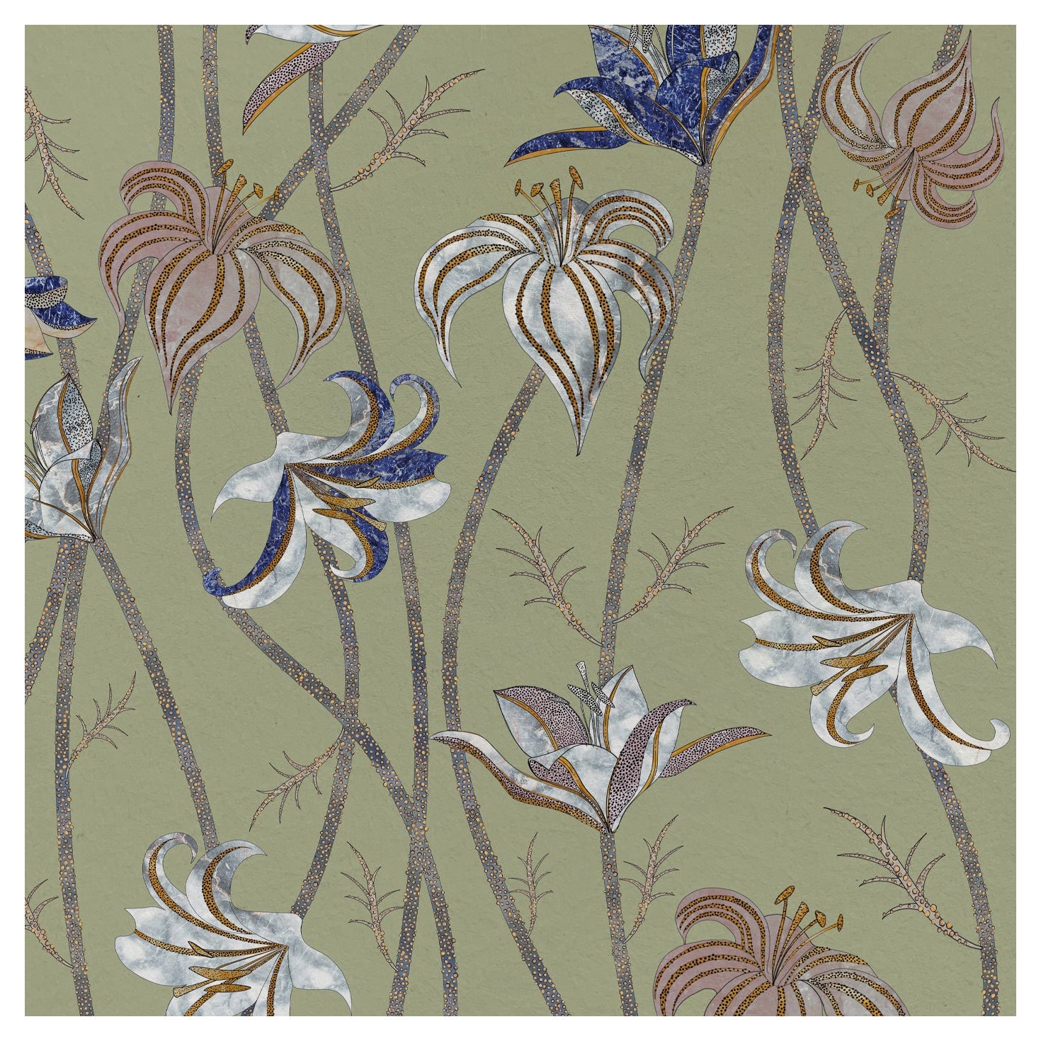 Papier peint Fiori Verde Salvia, collection Racconti